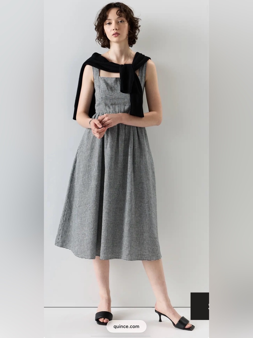 Quince Linen Gingham Midi Dress